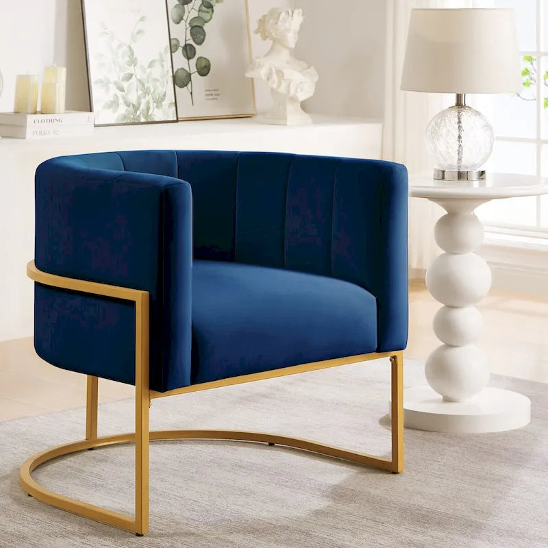 Fauteuil d'appoint en velours du milieu du siècle avec dossier incurvé