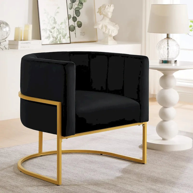 Fauteuil d'appoint en velours du milieu du siècle avec dossier incurvé