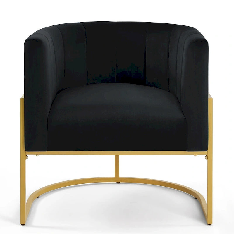 Fauteuil d'appoint en velours du milieu du siècle avec dossier incurvé