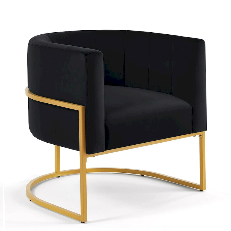 Fauteuil d'appoint en velours du milieu du siècle avec dossier incurvé