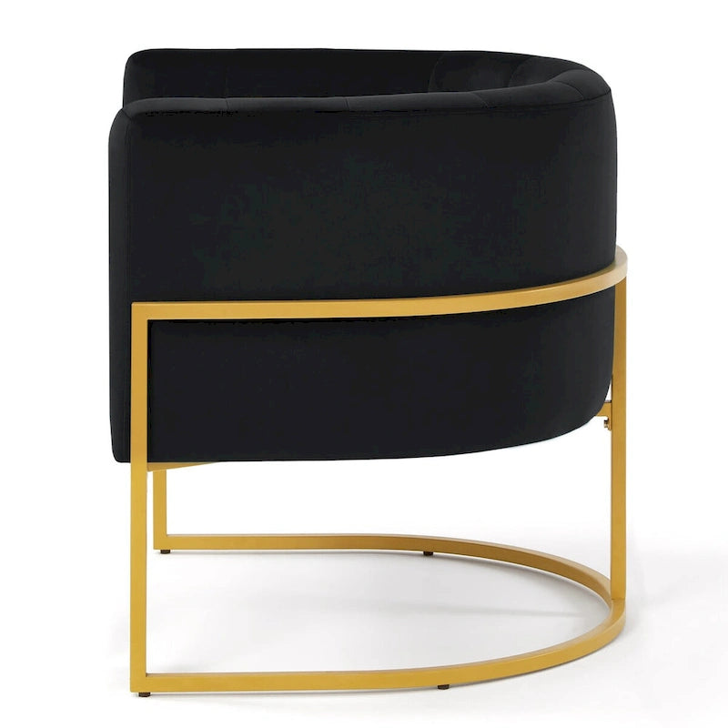 Fauteuil d'appoint en velours du milieu du siècle avec dossier incurvé