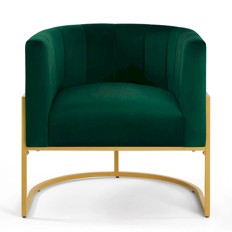 Fauteuil d'appoint en velours du milieu du siècle avec dossier incurvé