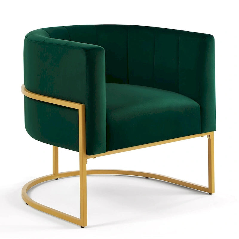 Fauteuil d'appoint en velours du milieu du siècle avec dossier incurvé