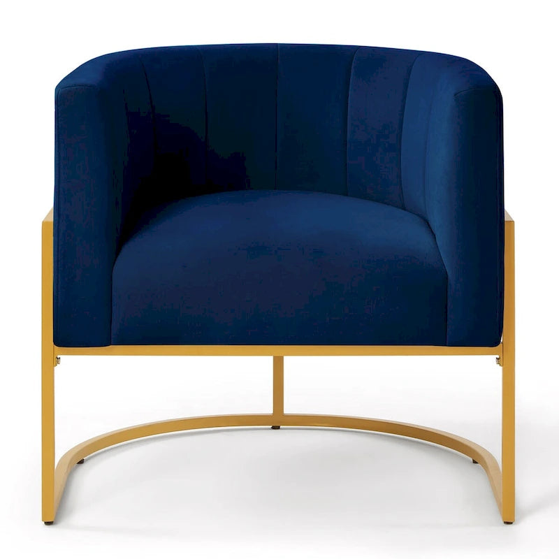 Fauteuil d'appoint en velours du milieu du siècle avec dossier incurvé