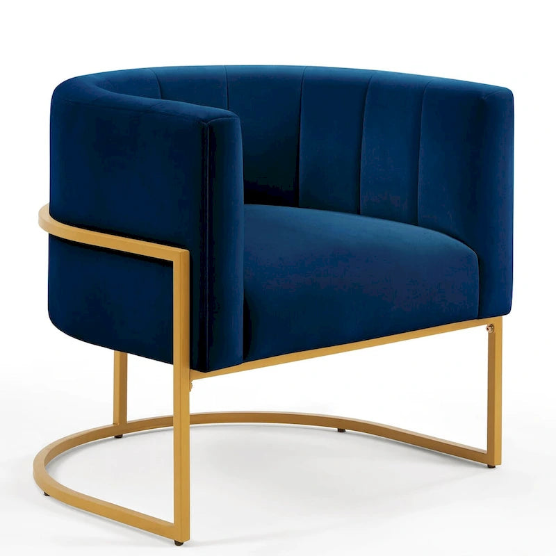 Fauteuil d'appoint en velours du milieu du siècle avec dossier incurvé