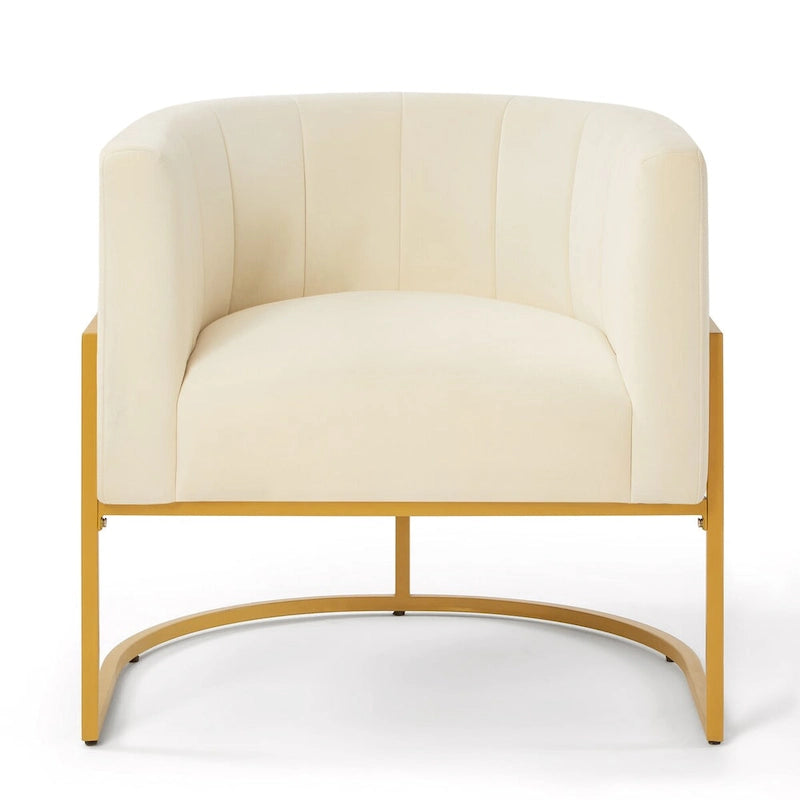 Fauteuil d'appoint en velours du milieu du siècle avec dossier incurvé