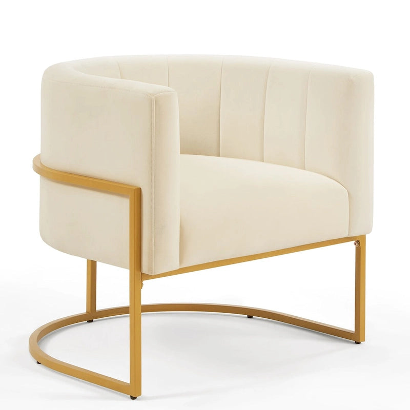 Fauteuil d'appoint en velours du milieu du siècle avec dossier incurvé