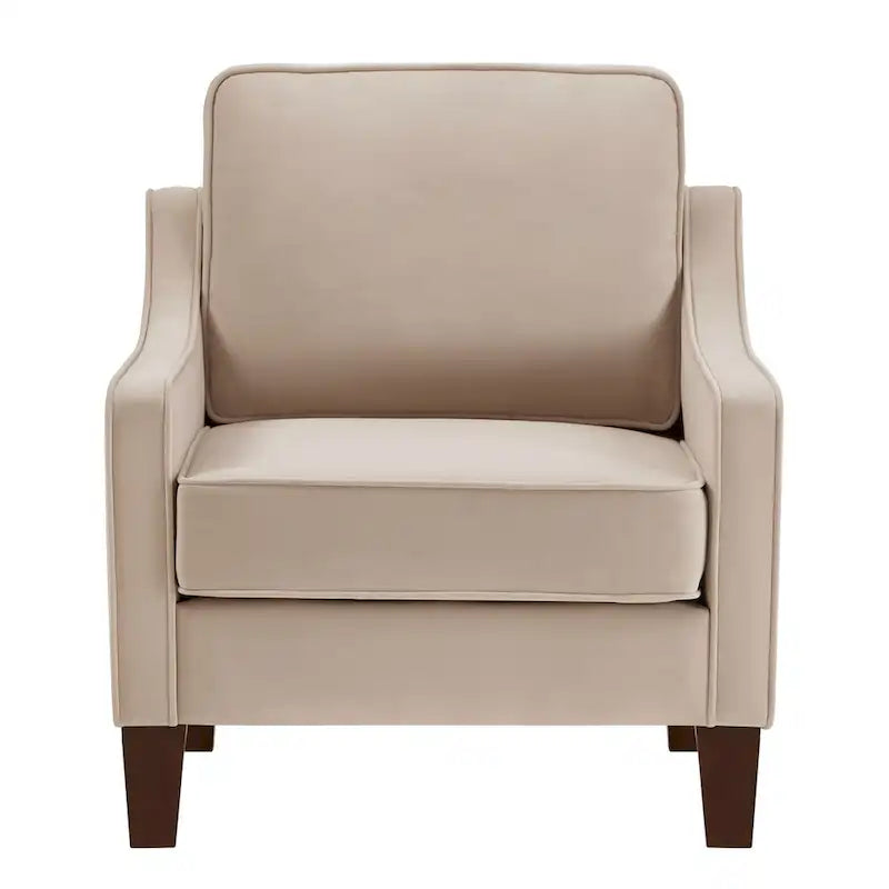 Fauteuil, canapé simple de salon avec pieds en bois, fauteuil d'appoint en velours rembourré