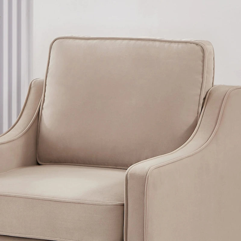 Fauteuil, canapé simple de salon avec pieds en bois, fauteuil d'appoint en velours rembourré