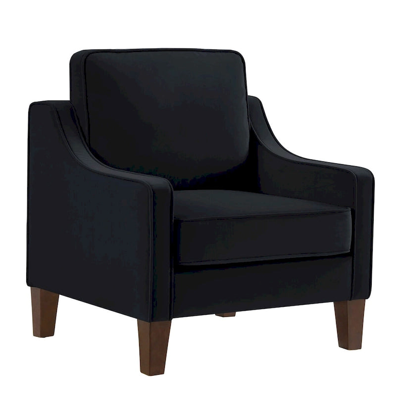 Fauteuil, canapé simple de salon avec pieds en bois, fauteuil d'appoint en velours rembourré