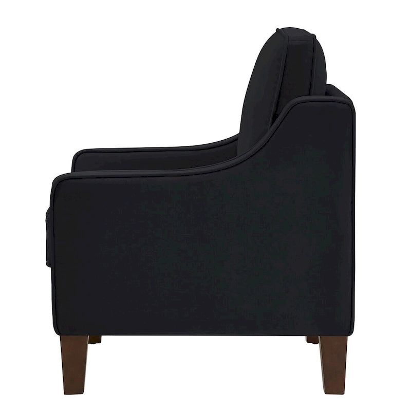 Fauteuil, canapé simple de salon avec pieds en bois, fauteuil d'appoint en velours rembourré