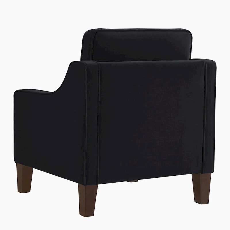 Fauteuil, canapé simple de salon avec pieds en bois, fauteuil d'appoint en velours rembourré
