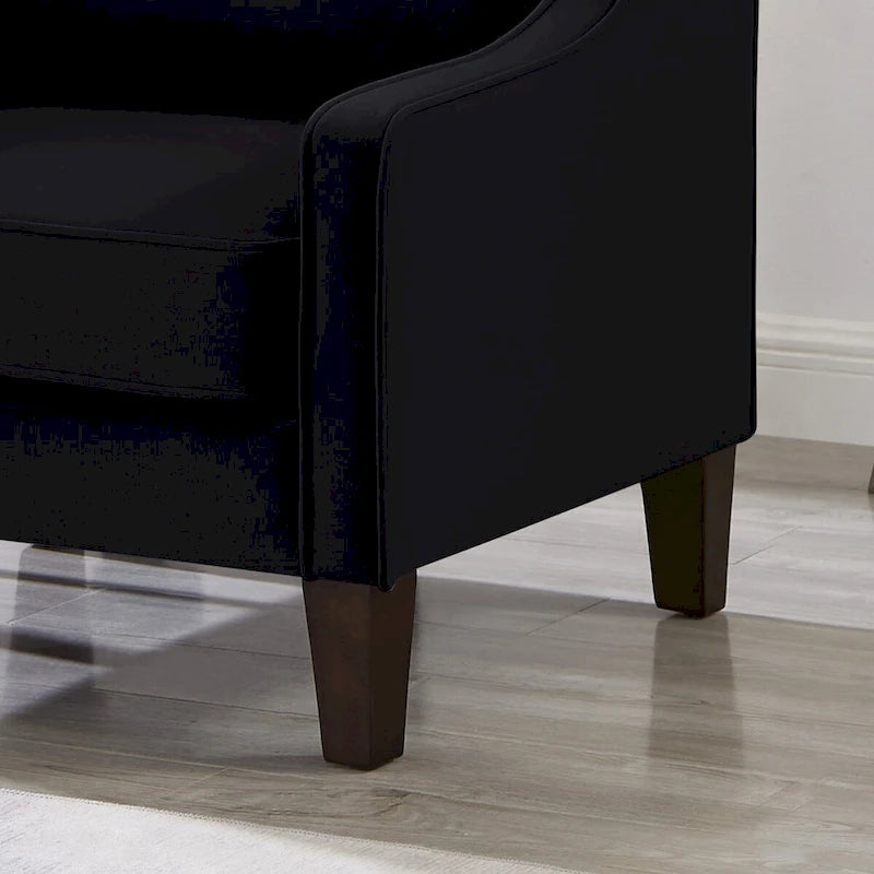 Fauteuil, canapé simple de salon avec pieds en bois, fauteuil d'appoint en velours rembourré