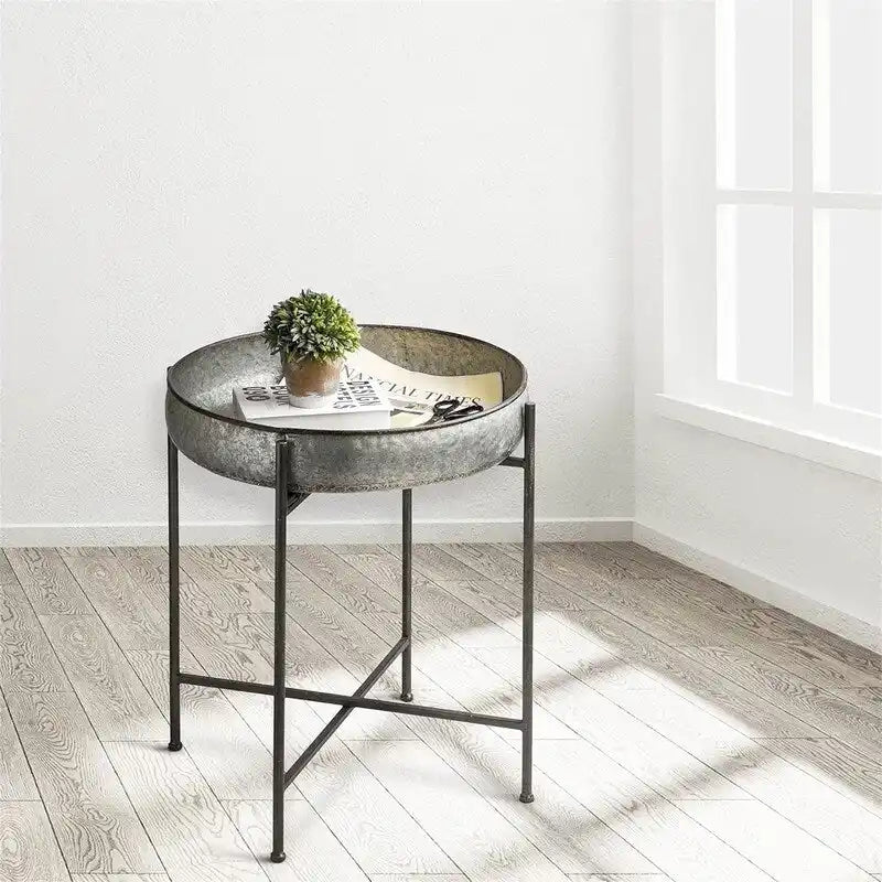 Table d'appoint pliante en acier galvanisé, table basse étanche