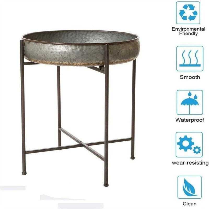 Table d'appoint pliante en acier galvanisé, table basse étanche