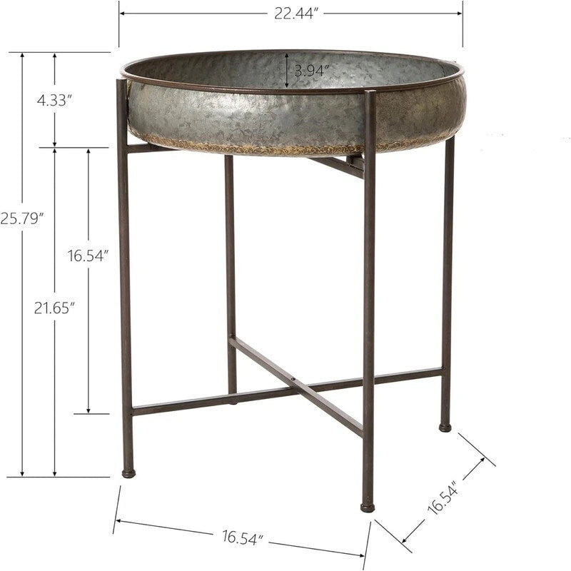 Table d'appoint pliante en acier galvanisé, table basse étanche