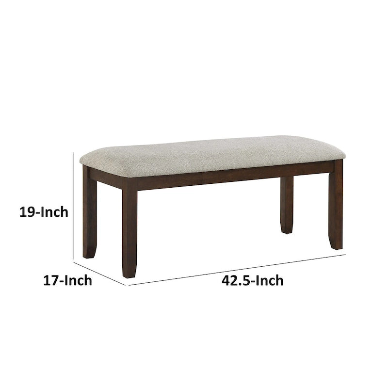 Banc de 109 cm, revêtement en polyester gris