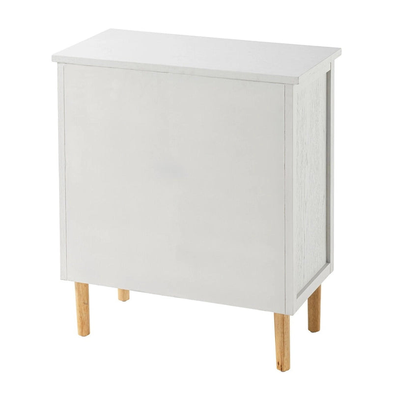 Meuble de rangement en rotin blanc et bois