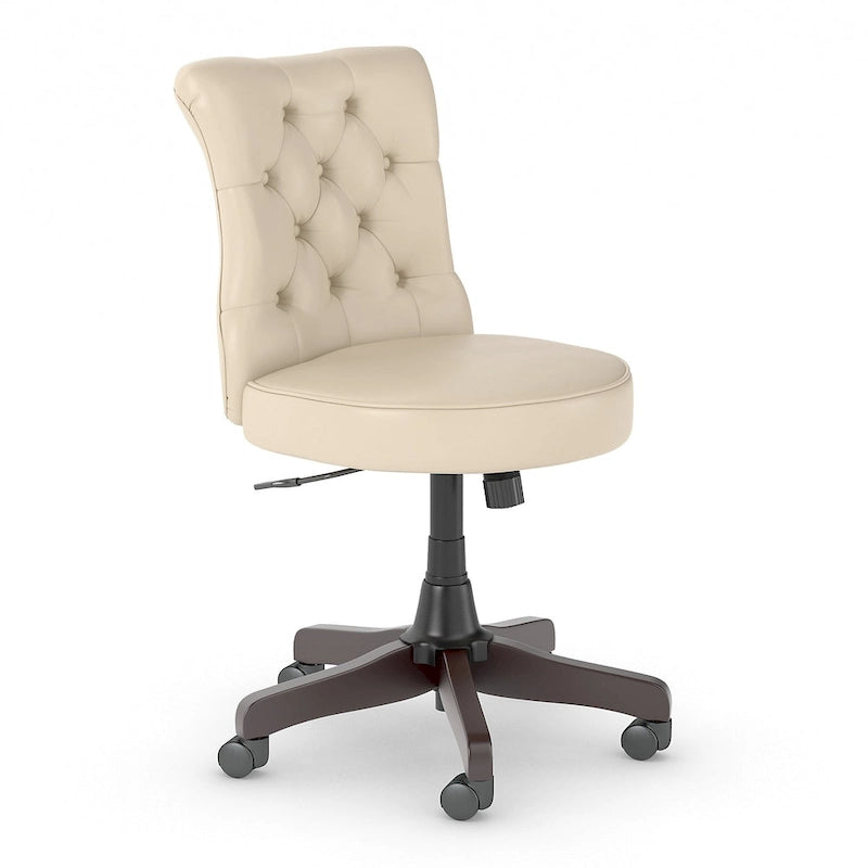 Chaise de bureau capitonnée à dossier mi-hauteur avec boutons décoratifs