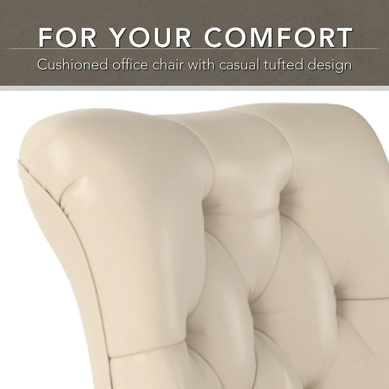 Chaise de bureau capitonnée à dossier mi-hauteur avec boutons décoratifs