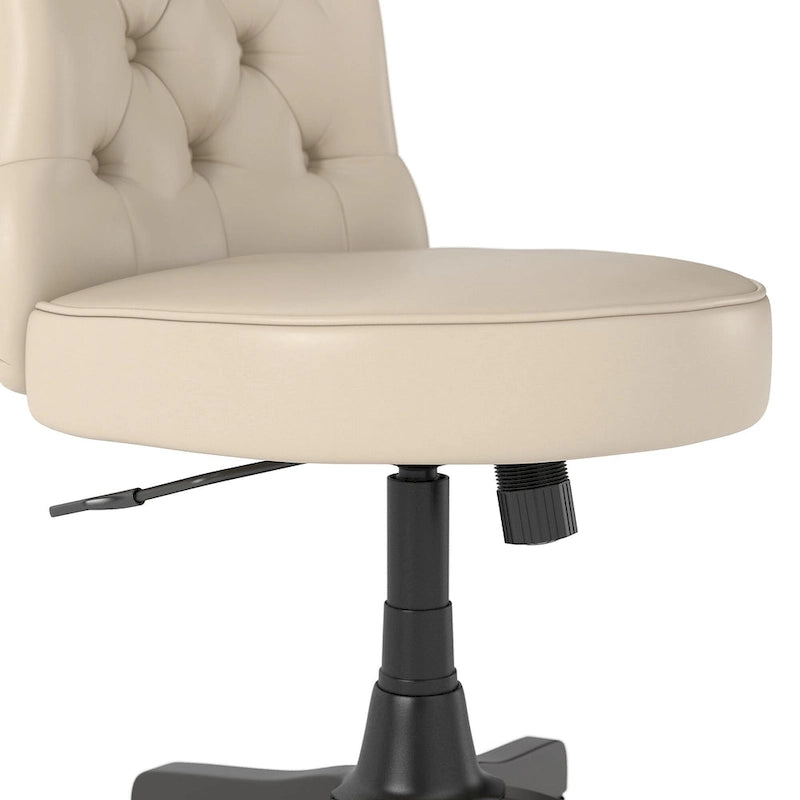 Chaise de bureau capitonnée à dossier mi-hauteur avec boutons décoratifs