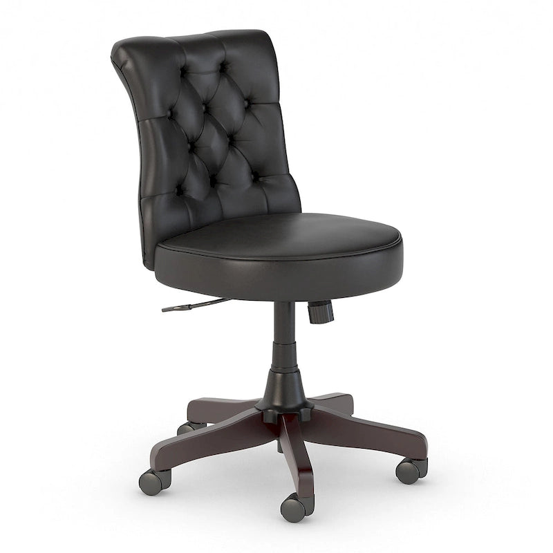 Chaise de bureau capitonnée à dossier mi-hauteur avec boutons décoratifs