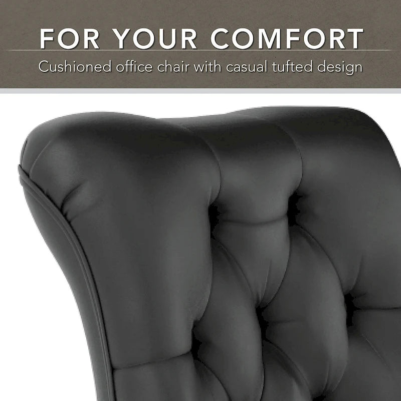 Chaise de bureau capitonnée à dossier mi-hauteur avec boutons décoratifs