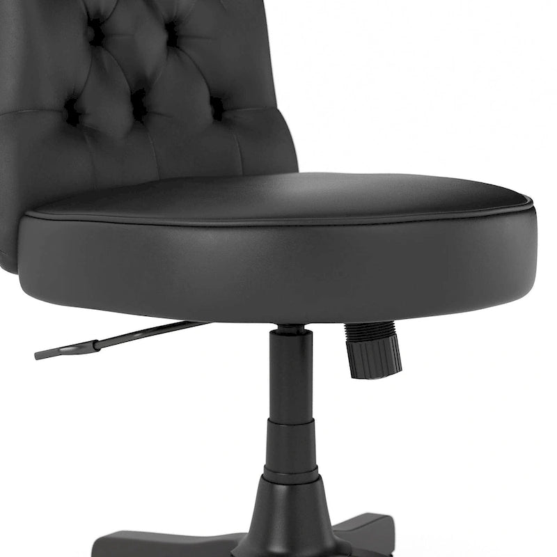 Chaise de bureau capitonnée à dossier mi-hauteur avec boutons décoratifs