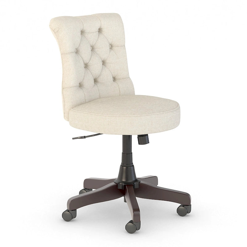 Chaise de bureau capitonnée à dossier mi-hauteur avec boutons décoratifs