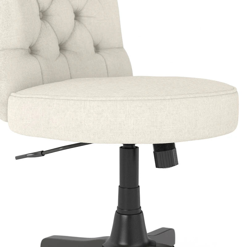 Chaise de bureau capitonnée à dossier mi-hauteur avec boutons décoratifs