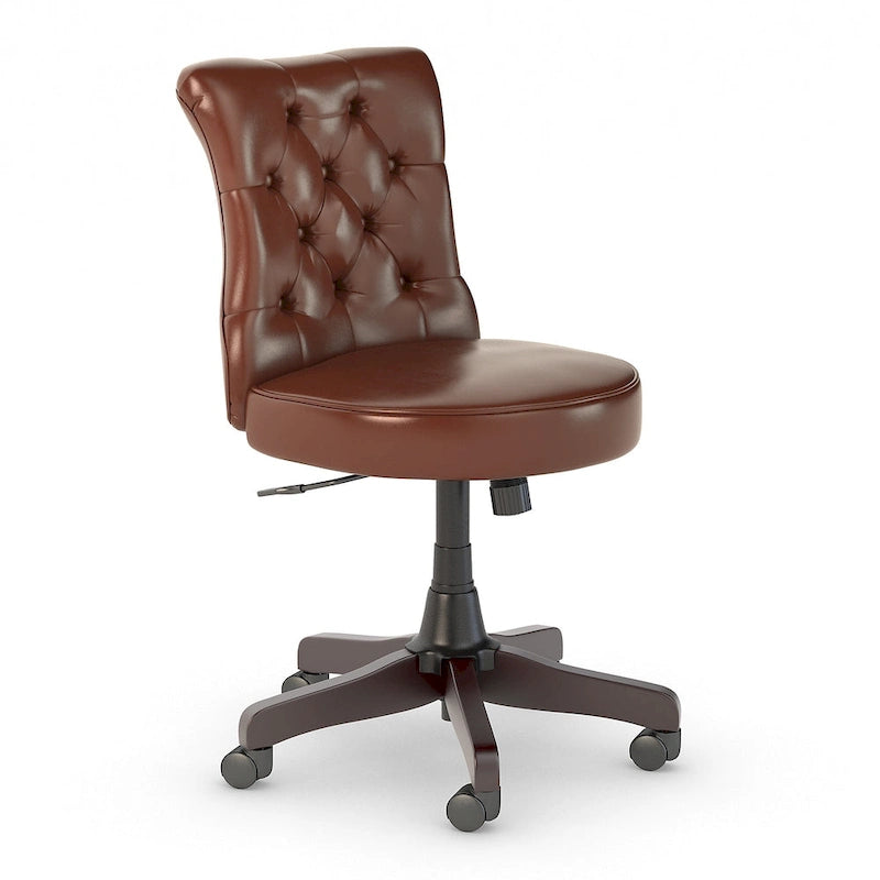 Chaise de bureau capitonnée à dossier mi-hauteur avec boutons décoratifs