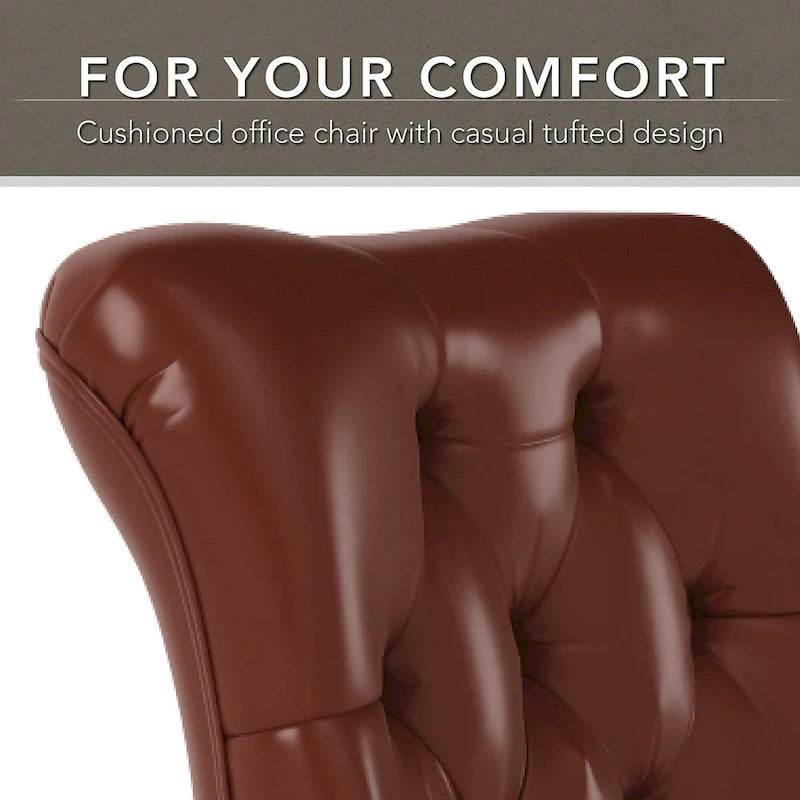 Chaise de bureau capitonnée à dossier mi-hauteur avec boutons décoratifs