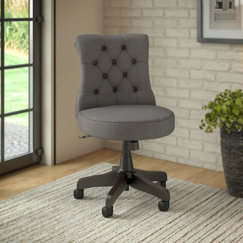 Chaise de bureau capitonnée à dossier mi-hauteur avec boutons décoratifs