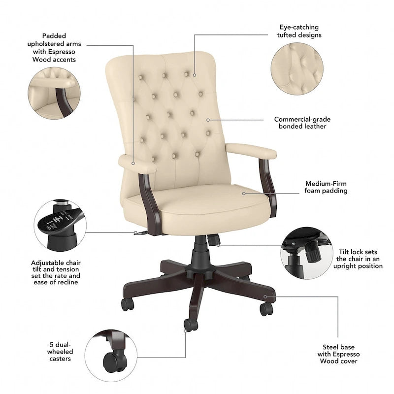 Fauteuil de bureau à dossier haut avec accoudoirs