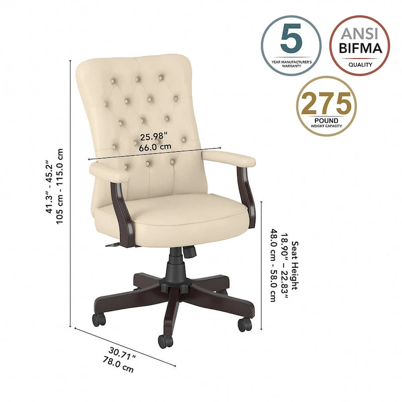Fauteuil de bureau à dossier haut avec accoudoirs