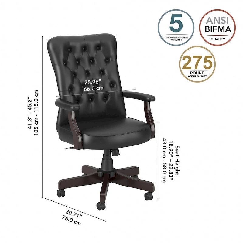 Fauteuil de bureau à dossier haut avec accoudoirs
