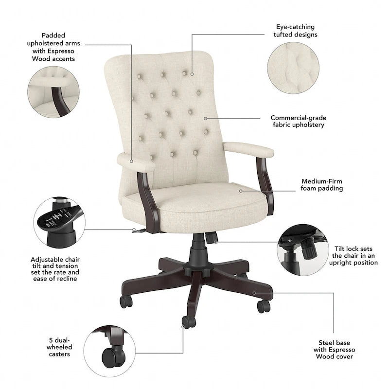 Fauteuil de bureau à dossier haut avec accoudoirs