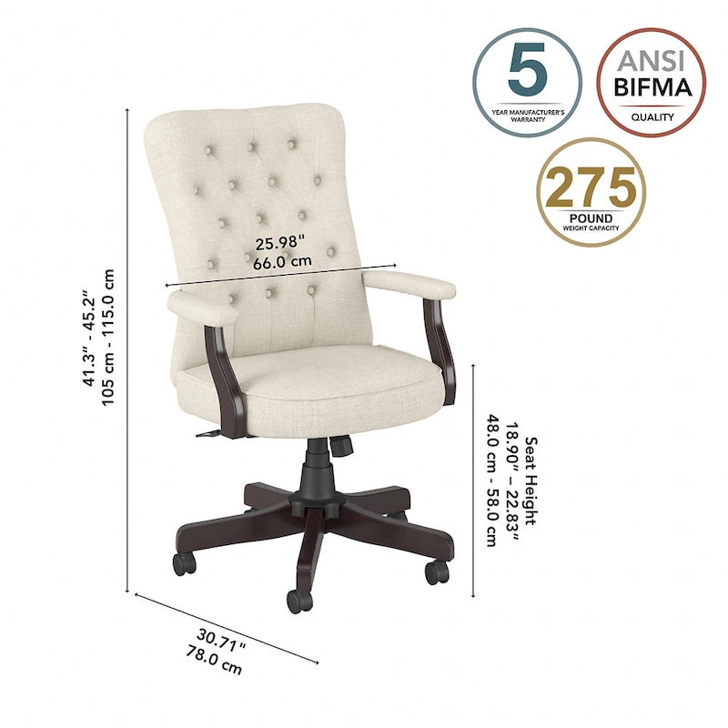Fauteuil de bureau à dossier haut avec accoudoirs