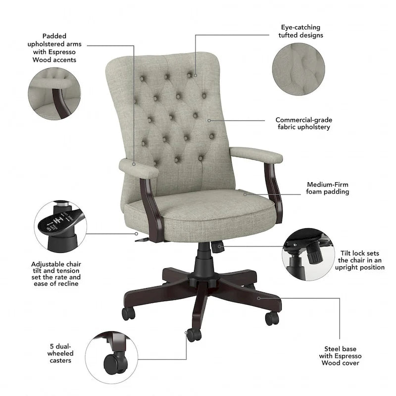Fauteuil de bureau à dossier haut avec accoudoirs