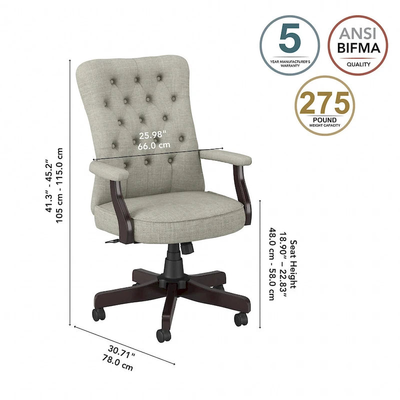 Fauteuil de bureau à dossier haut avec accoudoirs